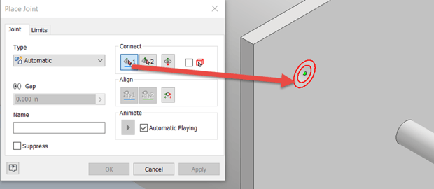 Inventor - Centering a Hole in a Slot with the Joint Command - Image 3