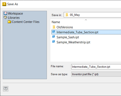 Inventor Tips & Tricks - Fast Content Center Parts with the Open Command - Save the Part File in the Desired Project Location