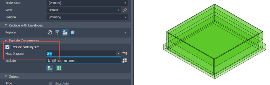 Inventor Tips and Tricks - Better Control When Using Simplified Envelopes Image 6 - Exclude parts by size